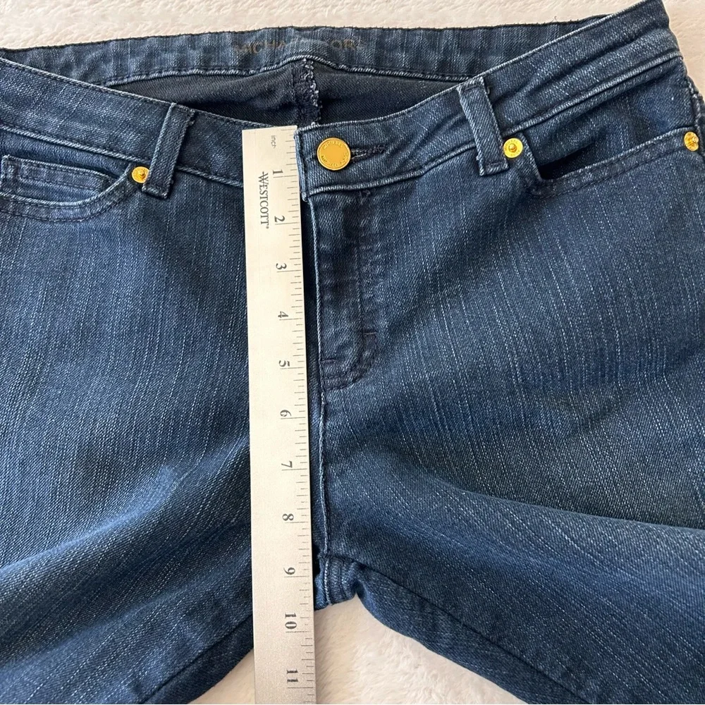 Michael Kors Women's Jeans Size 6P Blue Denim Skinny Stretch Ankle Zip Logo